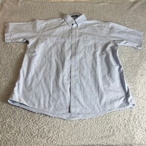 Stafford Mens Light Blue Short Sleeve Oxford Shirt Wrinkle Free Size 18 Large
